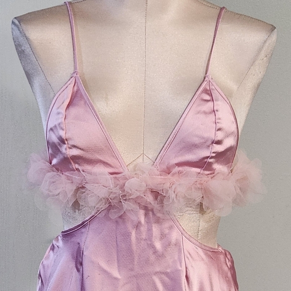 New!For Love And Lemons Pink Floral Trim Slip‎ Dress - Picture 6 of 16